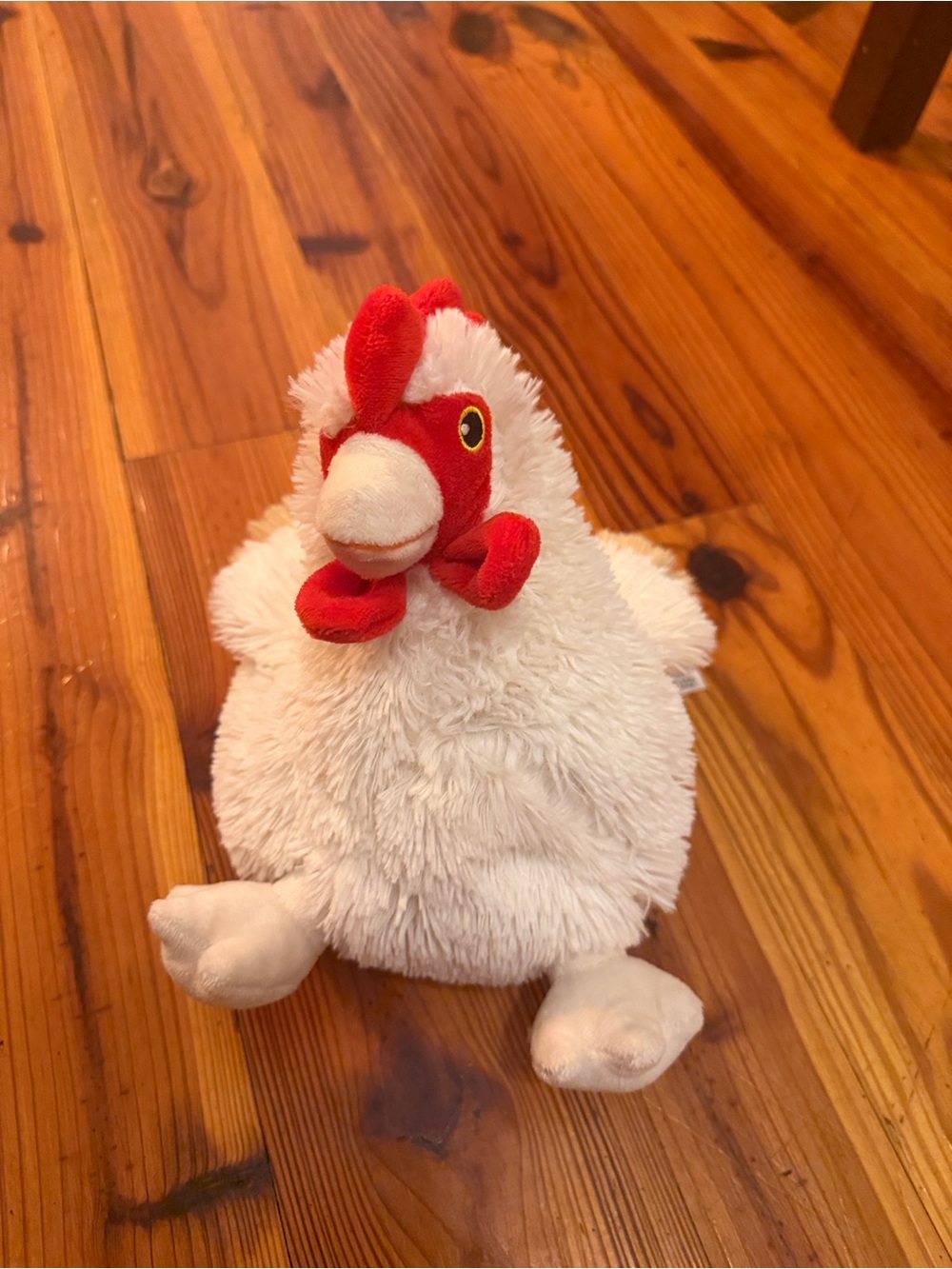 Plush White Chicken Toy with Red Accents - Soft Cuddly Farm Friend